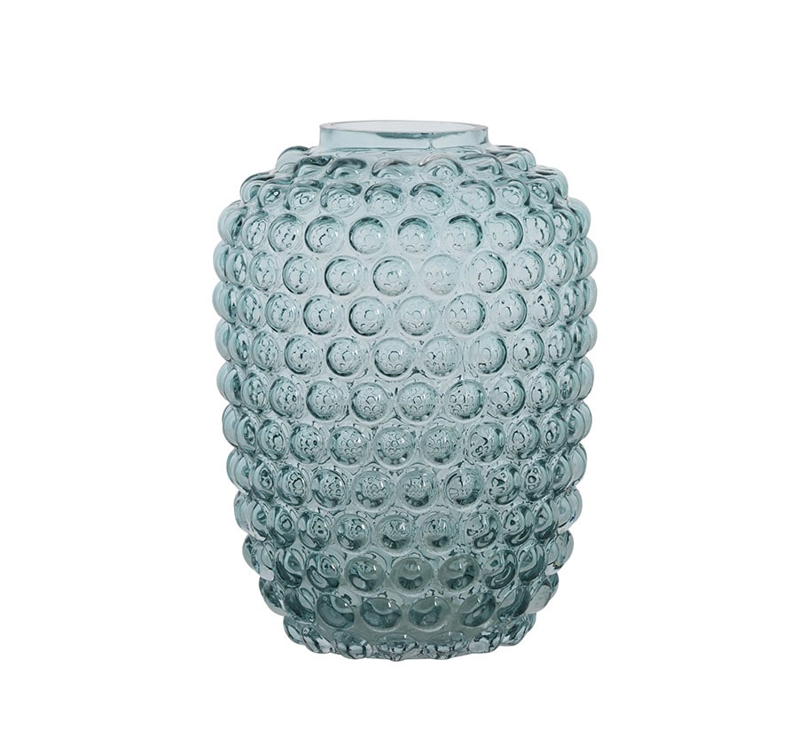 Vase en verre bleu h20