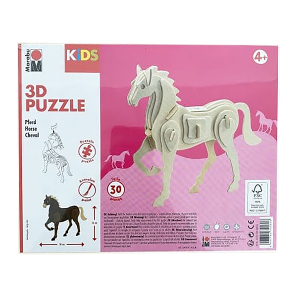 Puzzle 3d en bois - modèle cheval