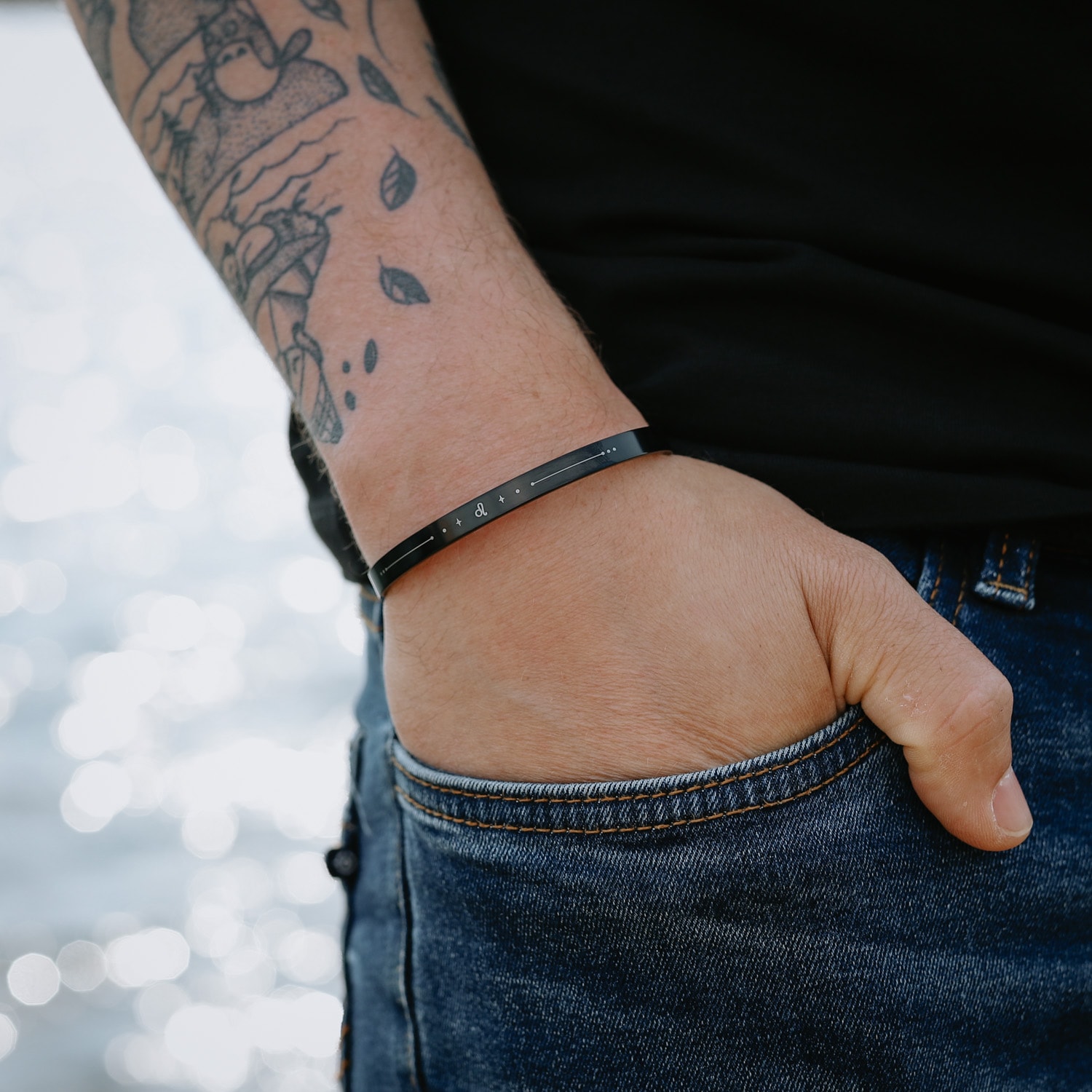 Bracelet zodiaque homme lion jonc astro