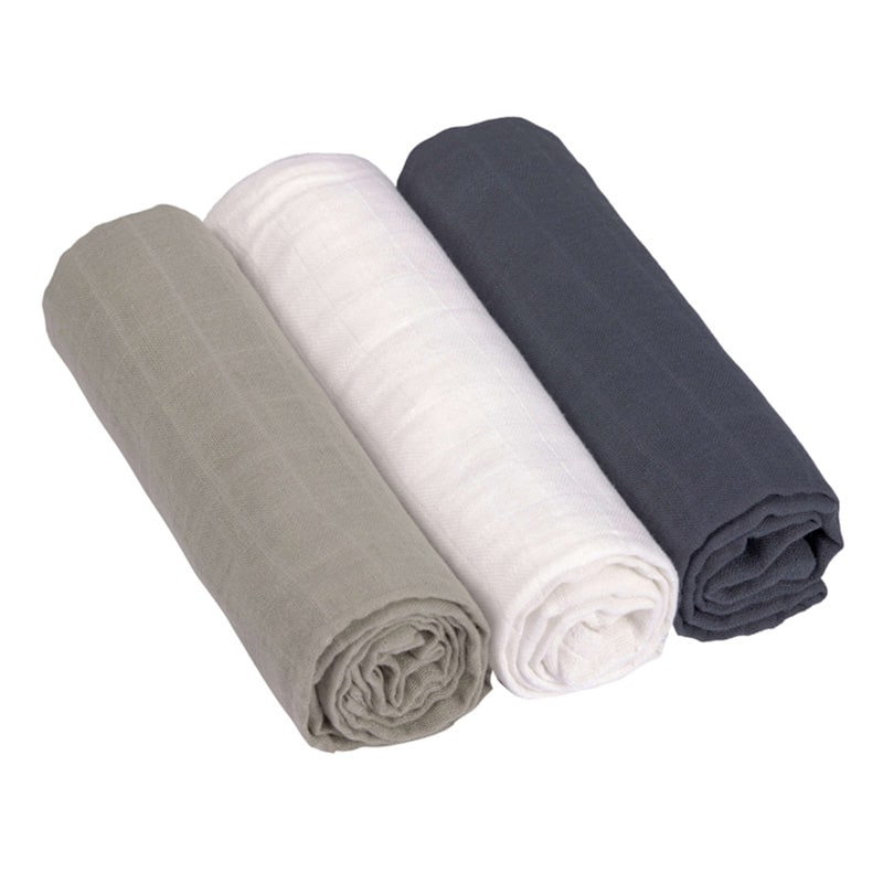 Lot de 3 langes en mousseline olive