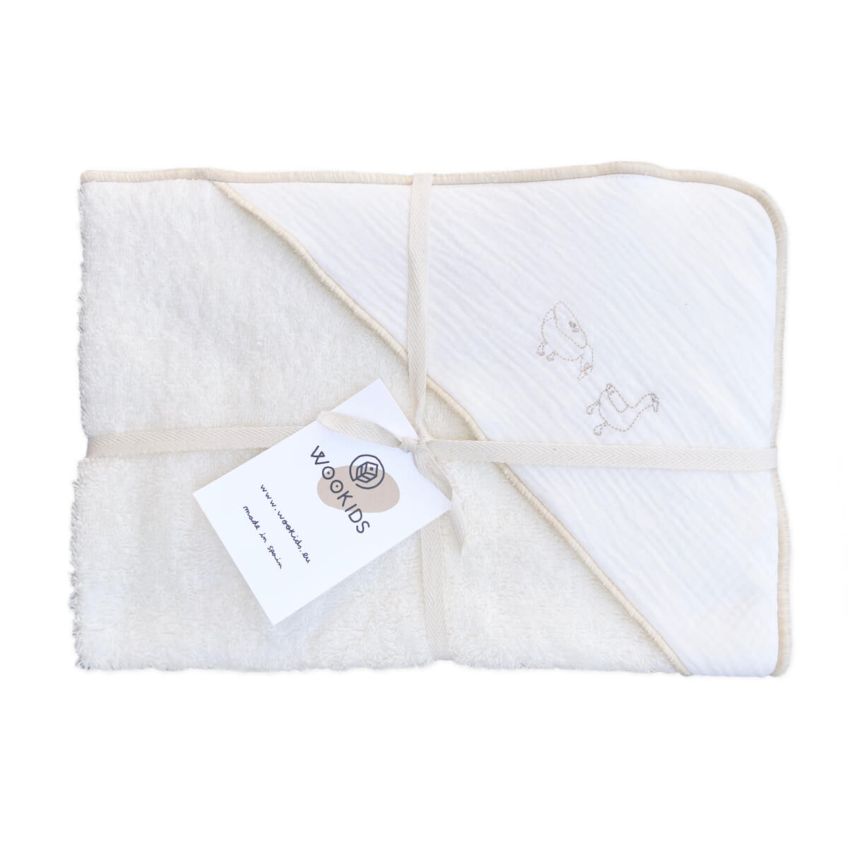 Cape de bain ducks broderie beige