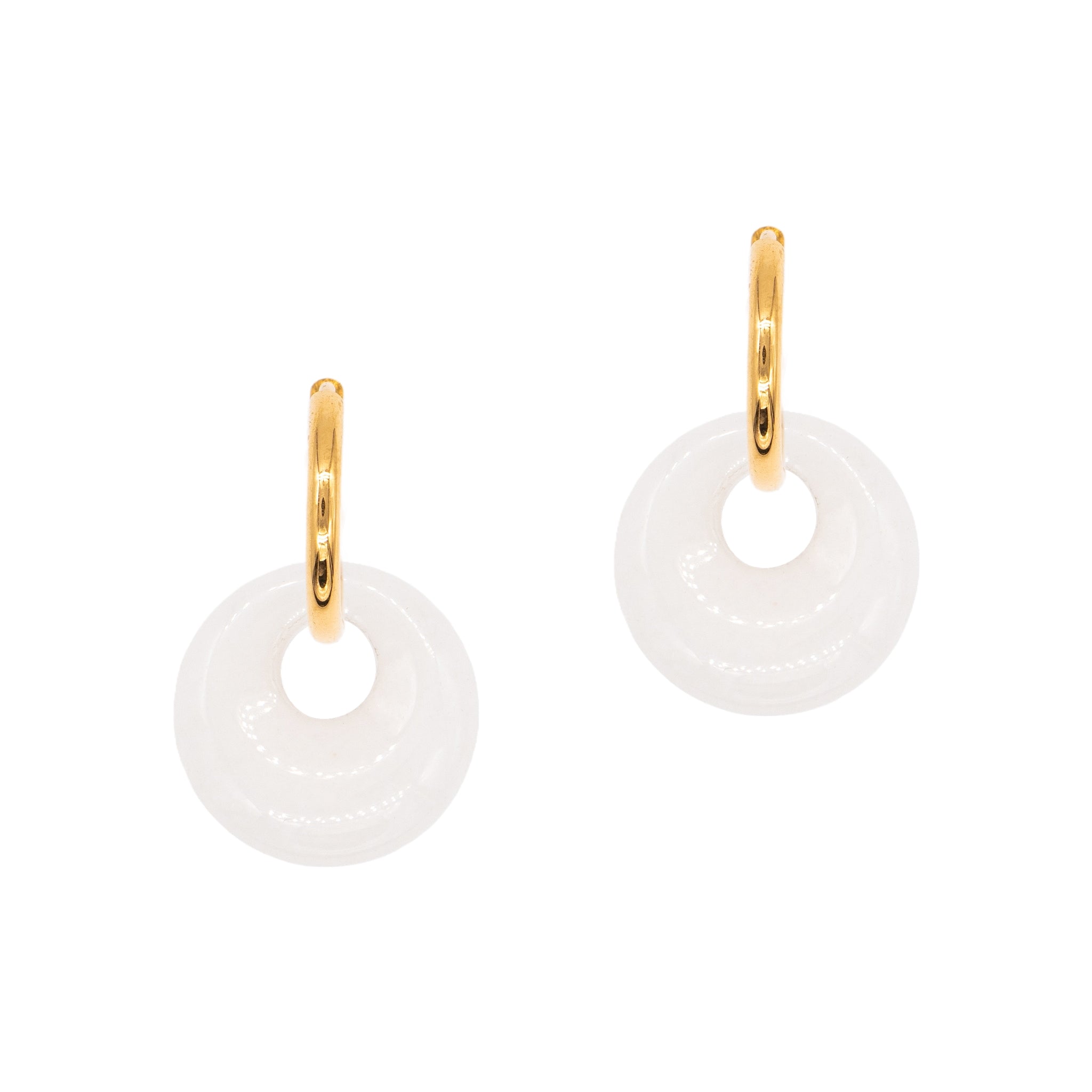 Boucles d'oreilles créoles jade blanc