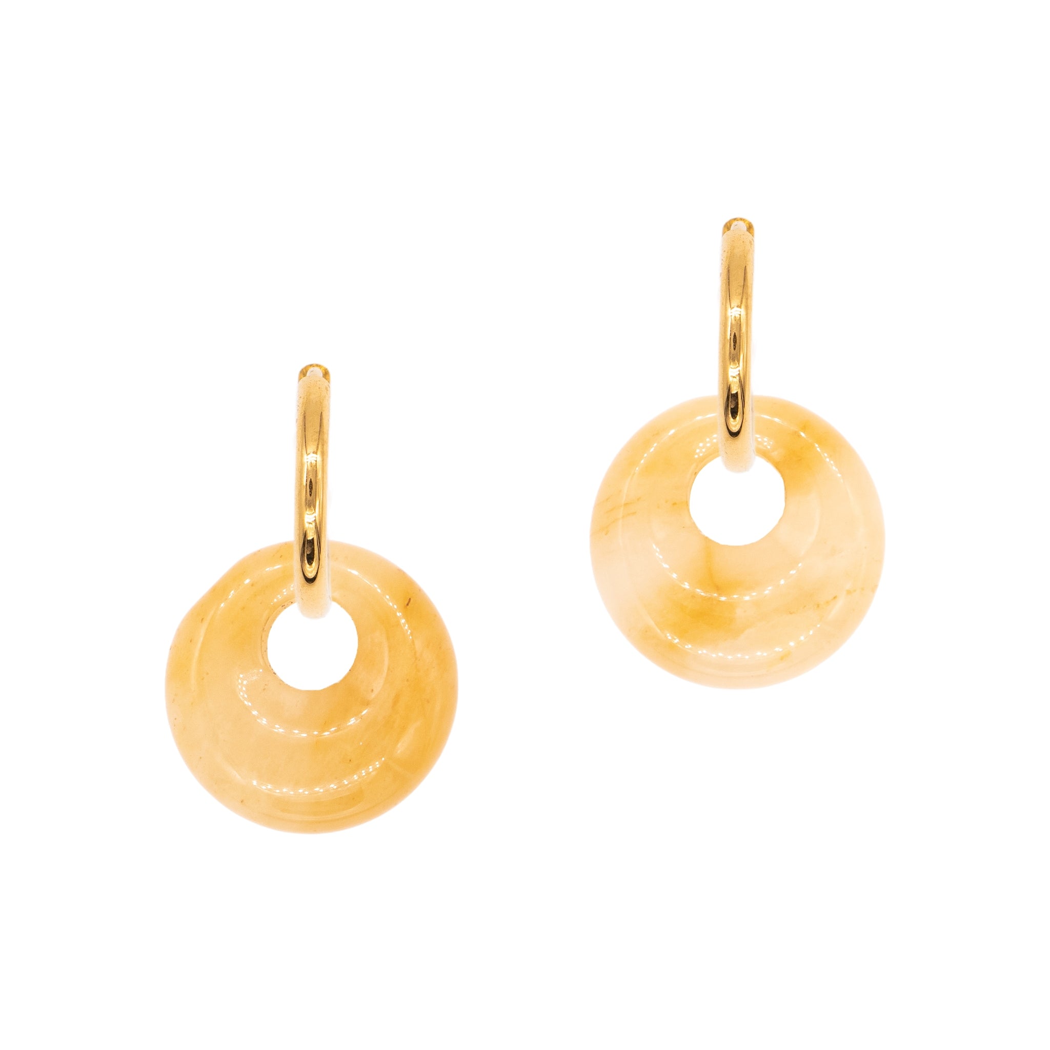 Boucles d'oreilles créoles jade jaune