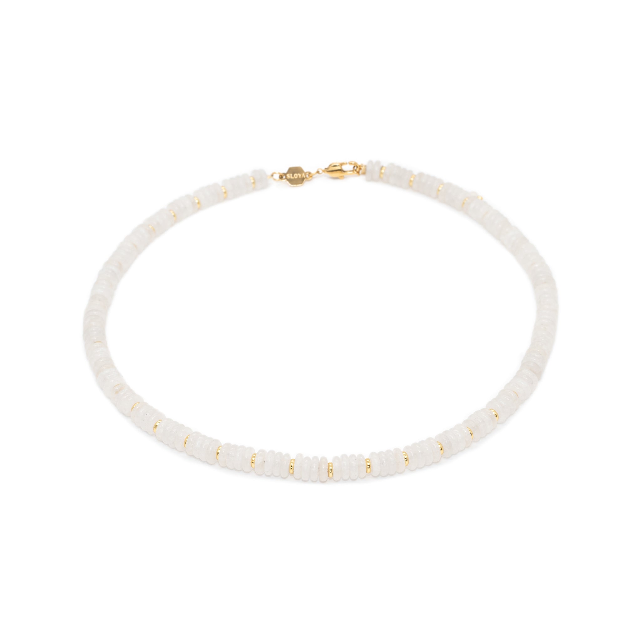 Collier blima en pierres jade blanc