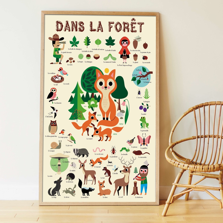 Poster géant 60 stickers forêt