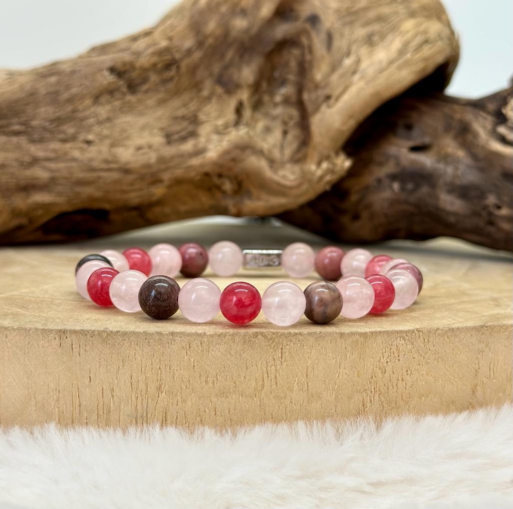 Bracelet en agate et rhodochrosite