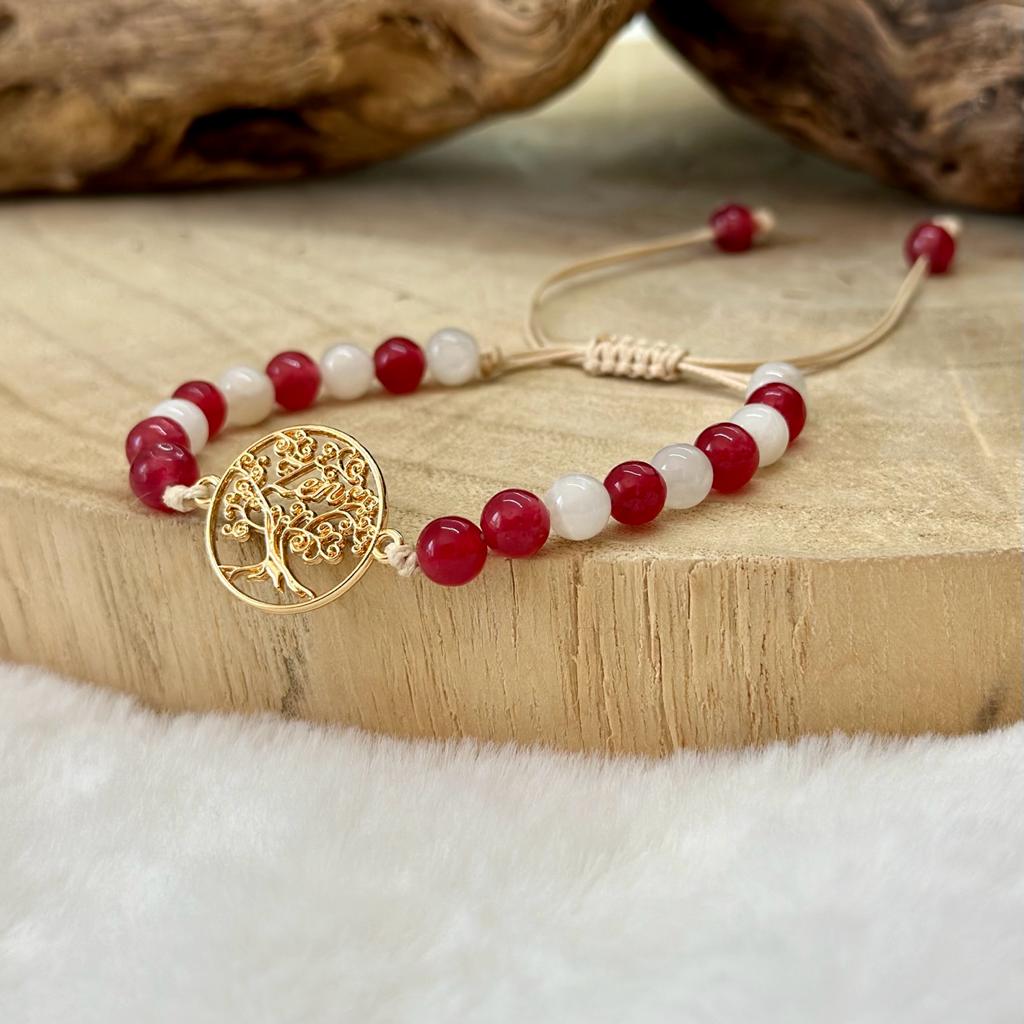 Bracelet arbre de vie en agate et quartz