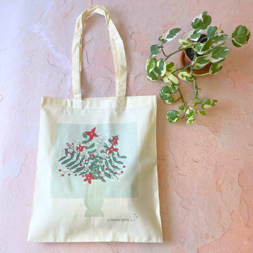 Tote bag fleuri en coton