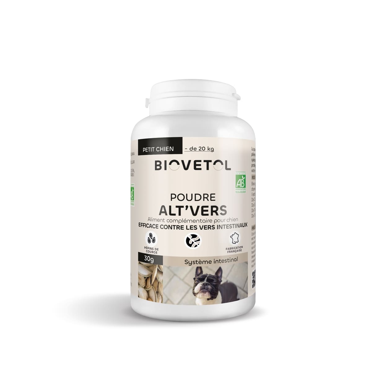 Poudre alt'vers petit chien bio 30g