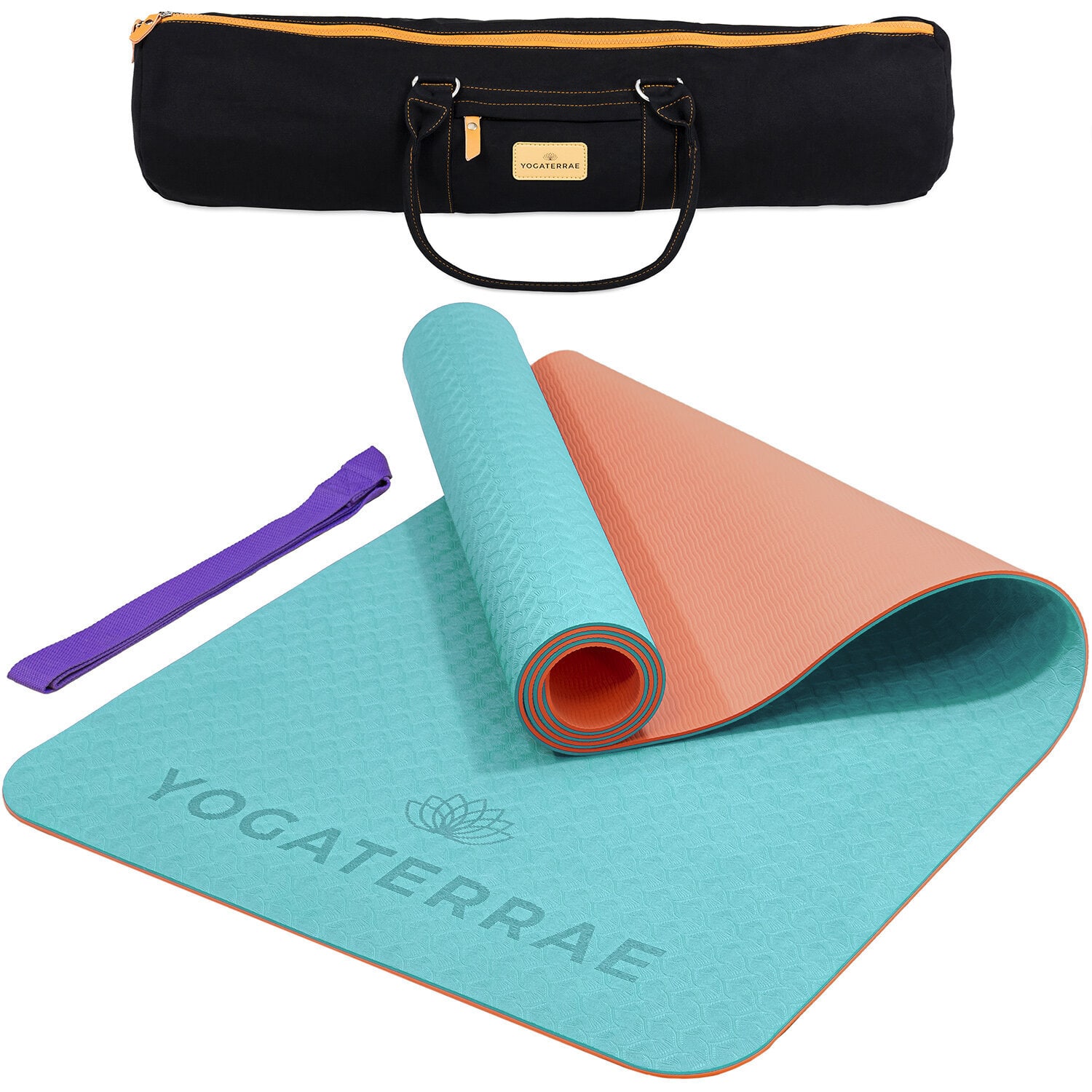 Tapis yoga lagon corail tpe + sangle sac