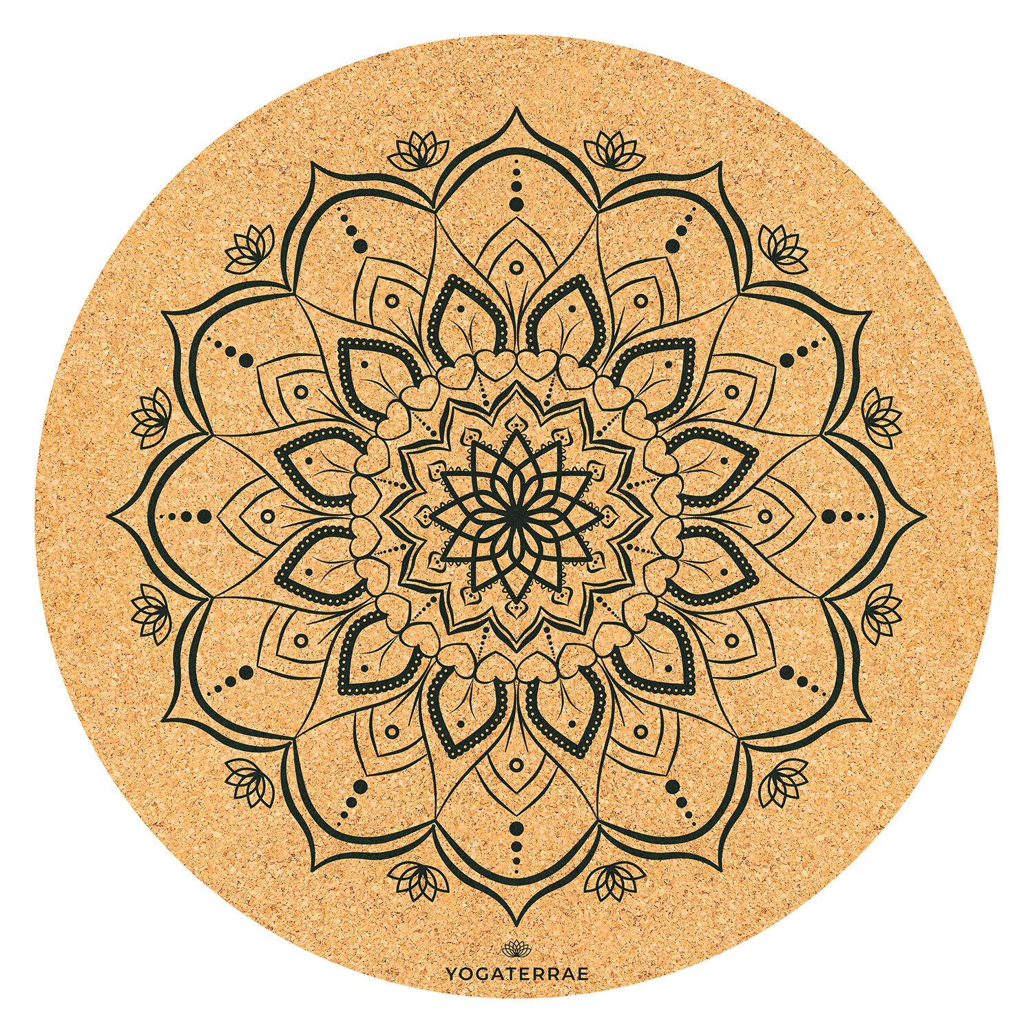 Tapis yoga rond mandala liège-caoutchouc