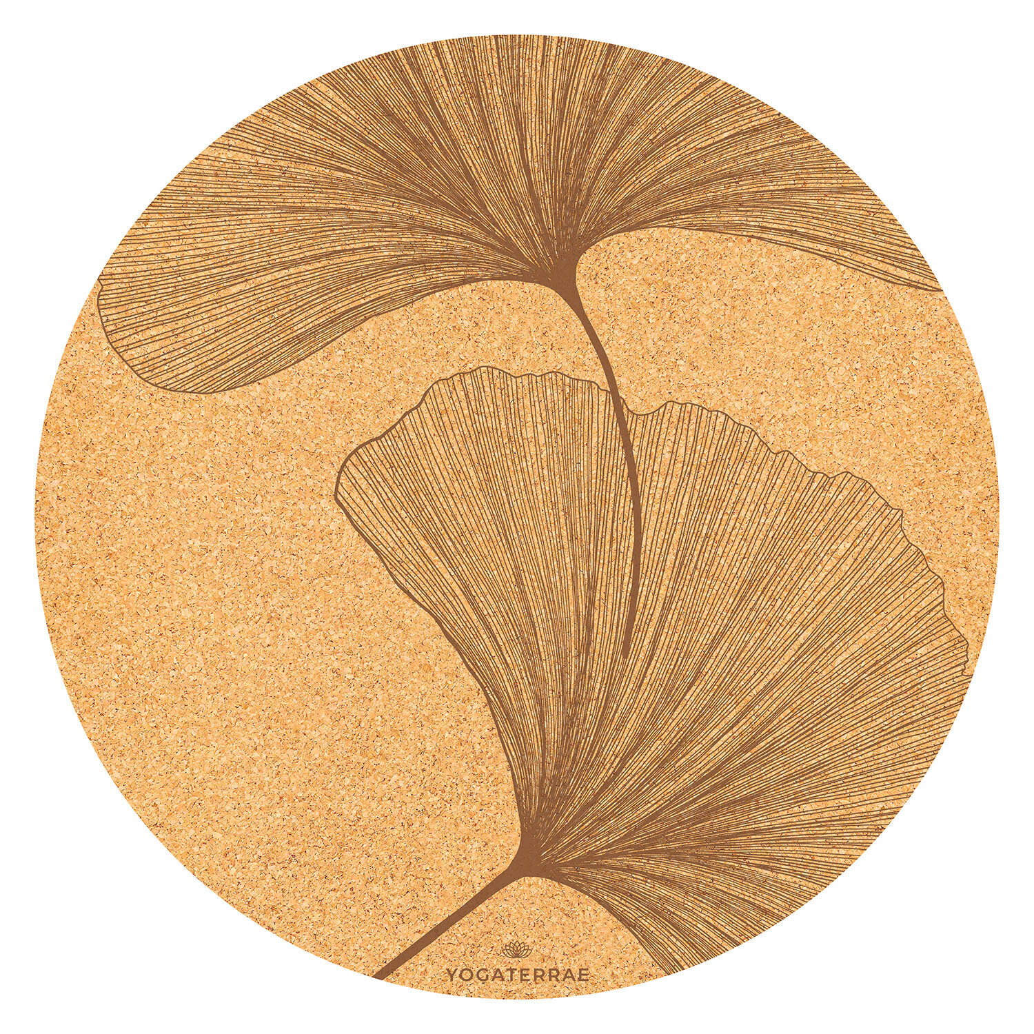 Tapis yoga rond ginkgos liège-caoutchouc