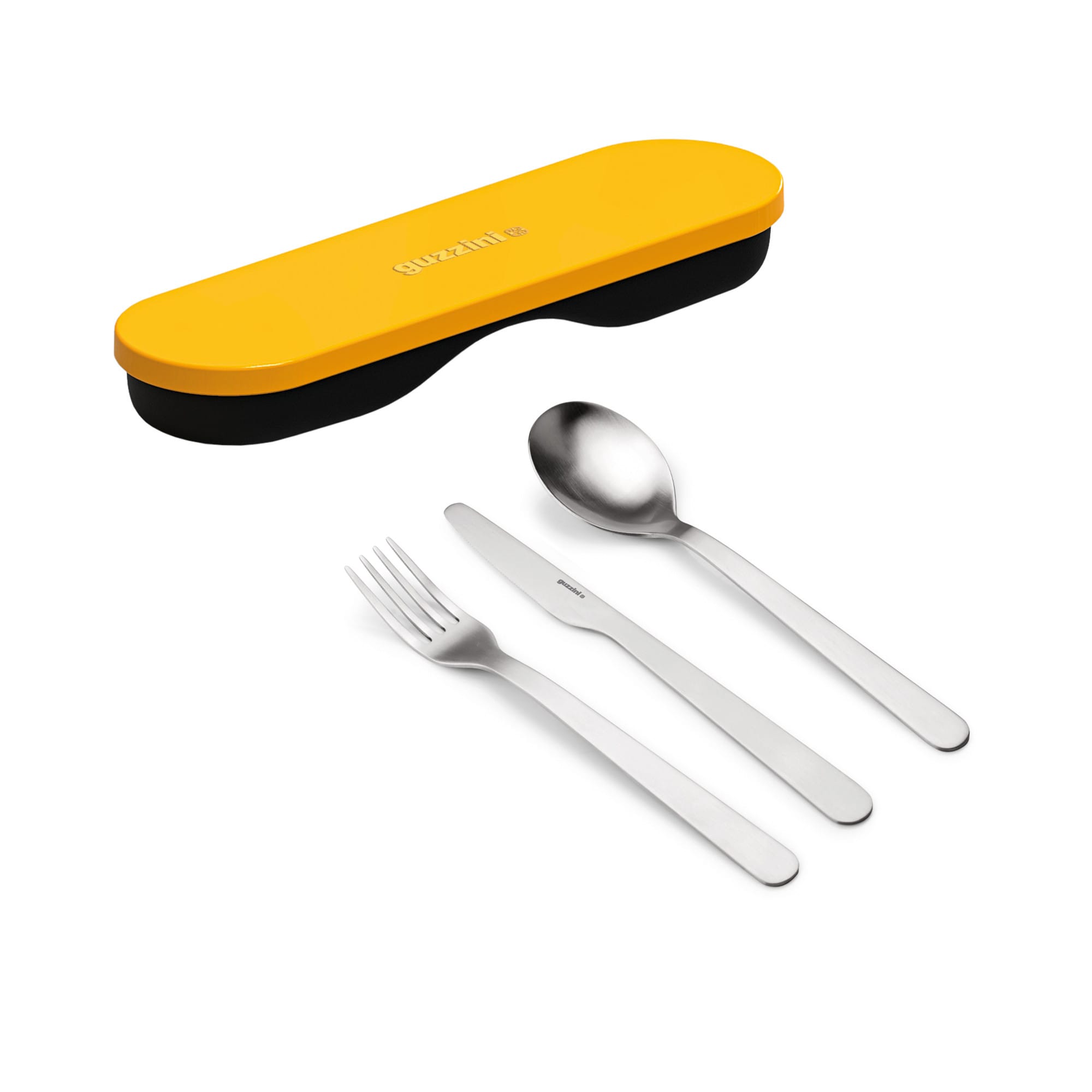 Set couverts inox et étui jaune guzzini