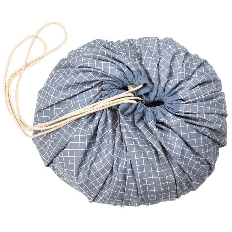 Sac rangement tapis organic grid bleu