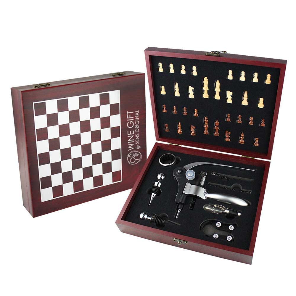 Coffret 8 outils du vin + jeu échec *