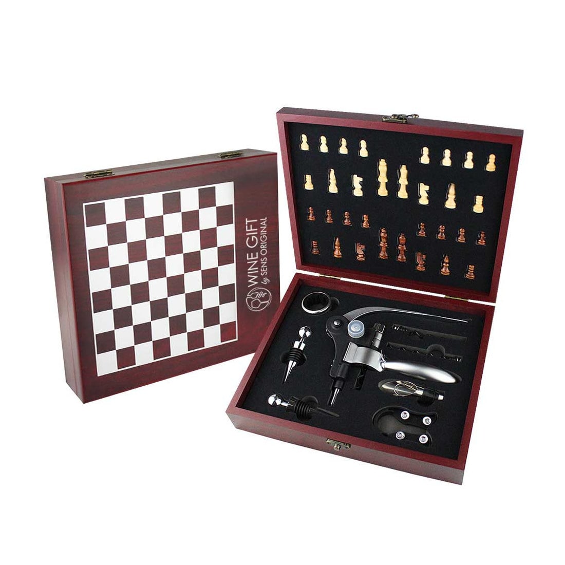 Coffret 8 outils du vin + jeu échec