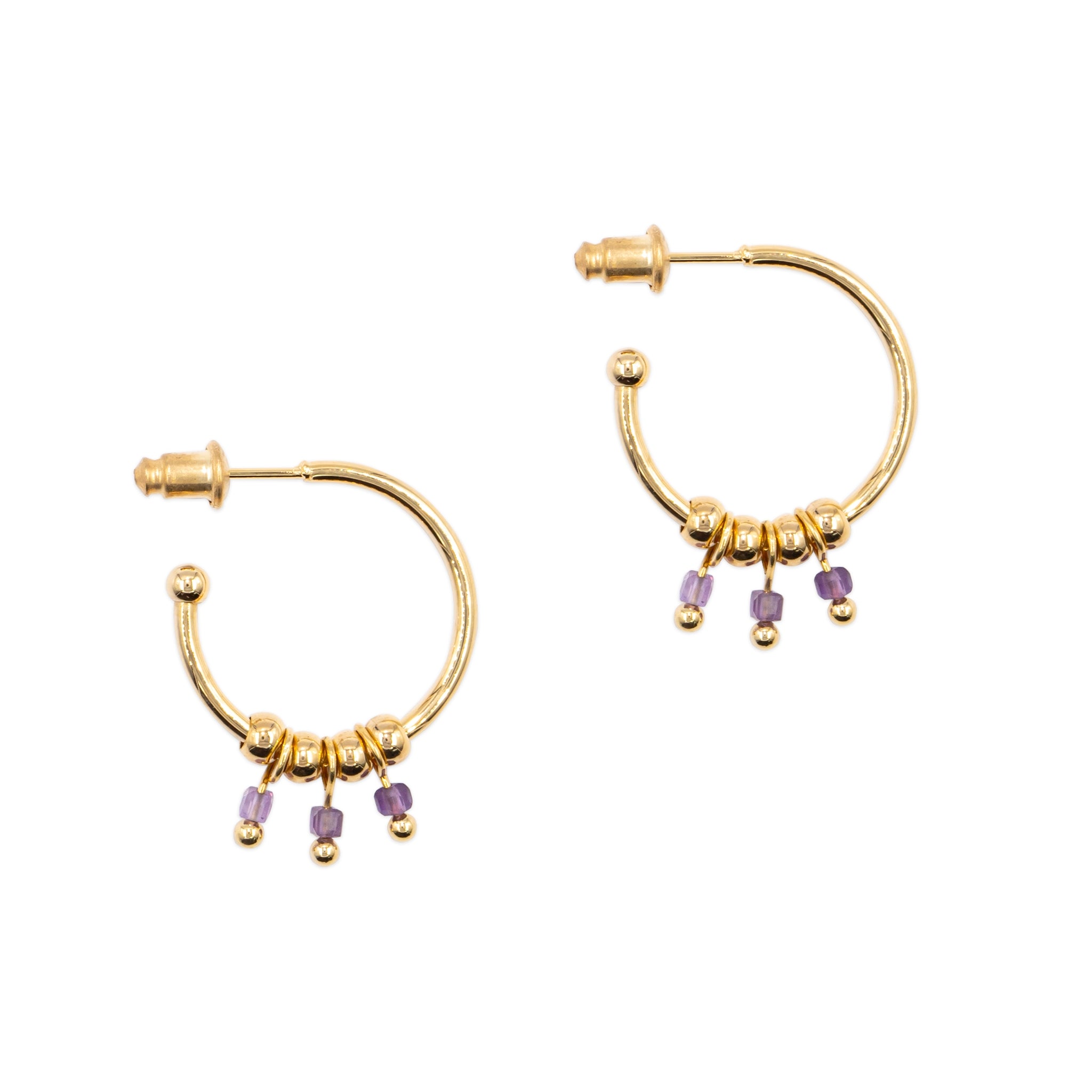 Boucles d'oreilles karia améthyste