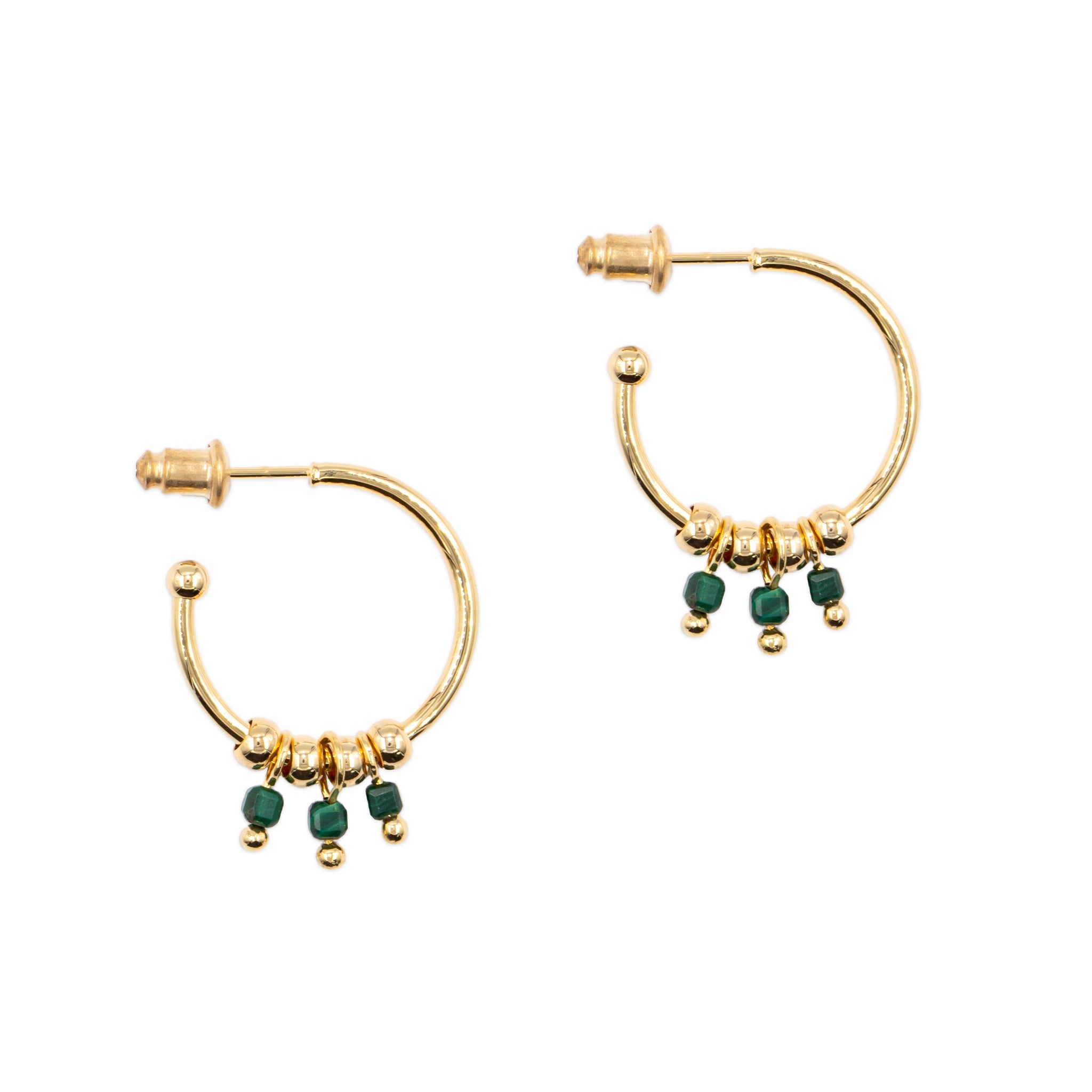 Boucles d'oreilles karia malachite