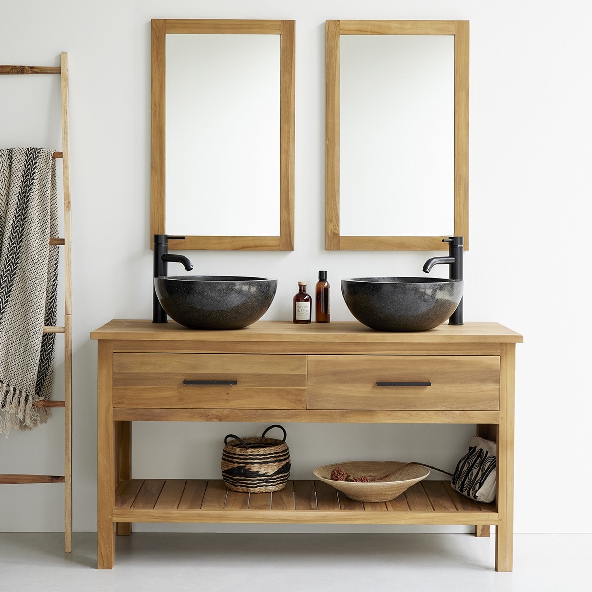 Meuble de salle de bain en bois de teck