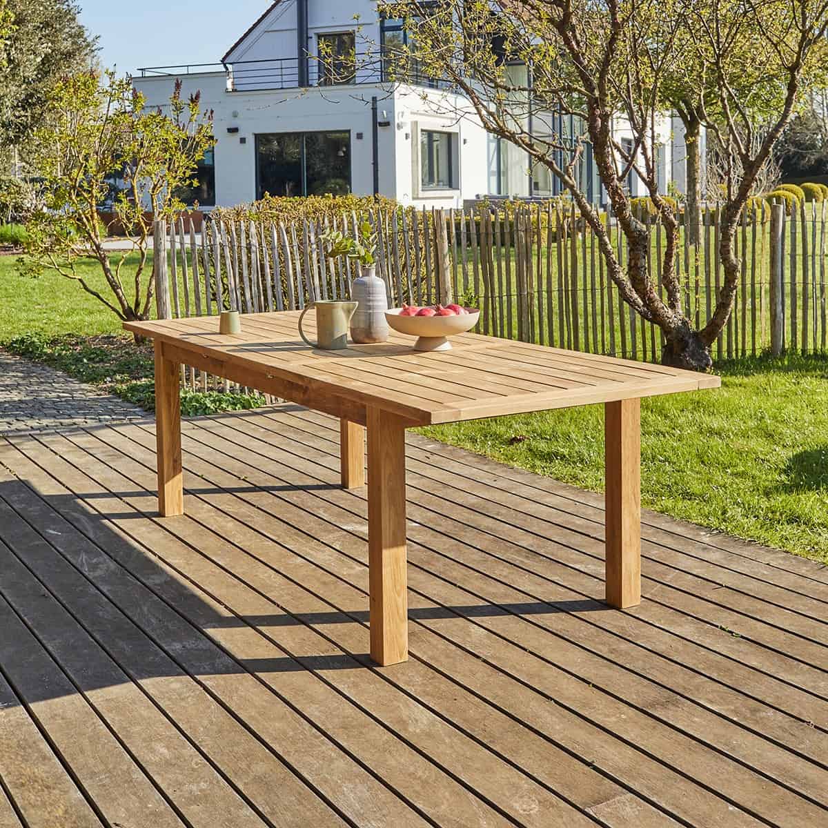 Table de jardin teck recyclé extensible