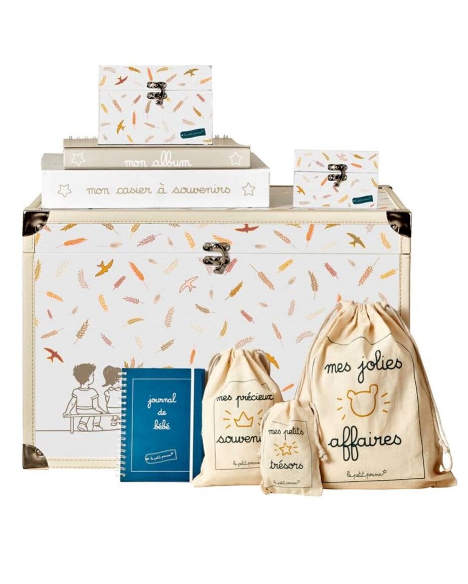 Coffret de naissance blés oiseaux- jaune