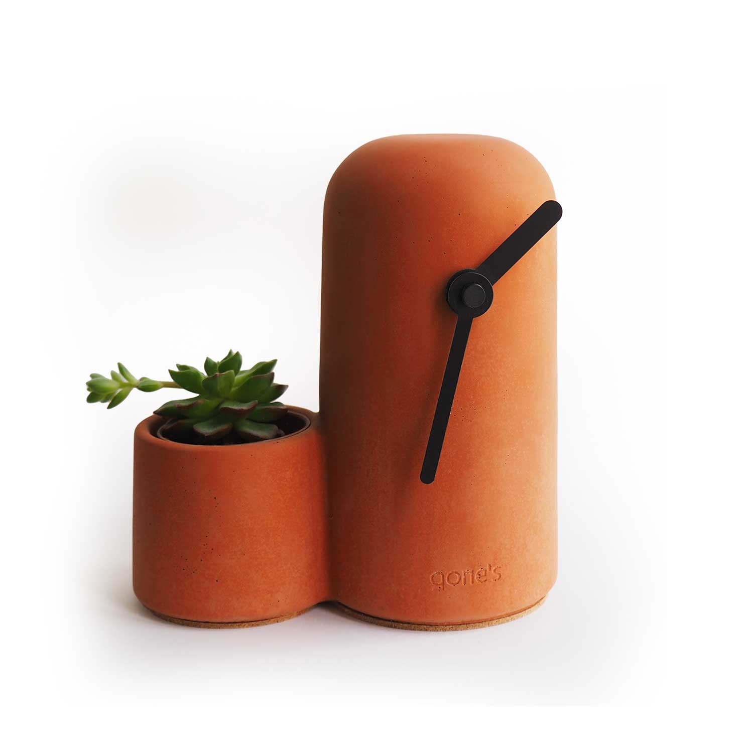 Silo - horloge béton terracotta - noires