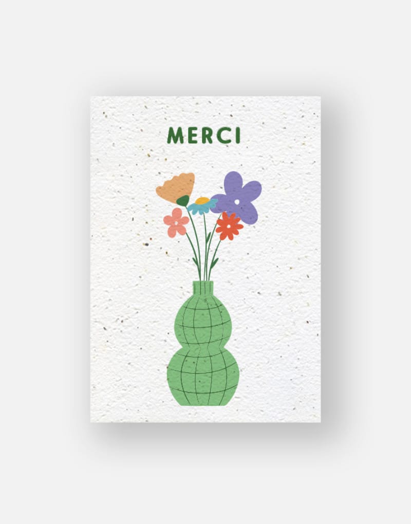 Carte à planter - vase merci