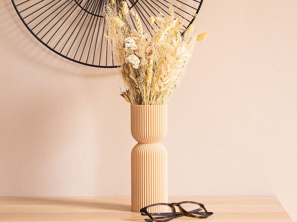 Vase diabolo - 20cm - bois clair