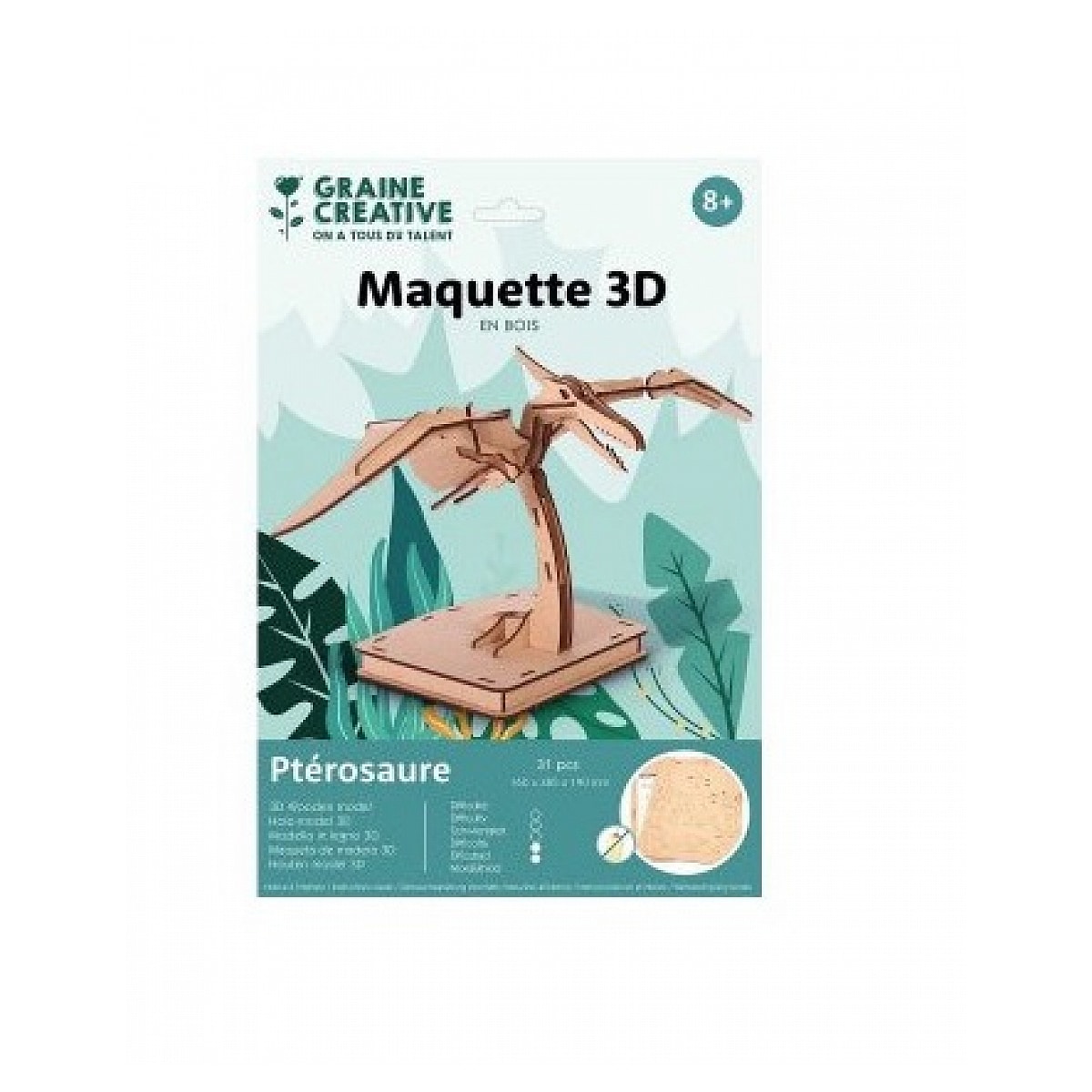 Maquette en bois 3d pterosaure