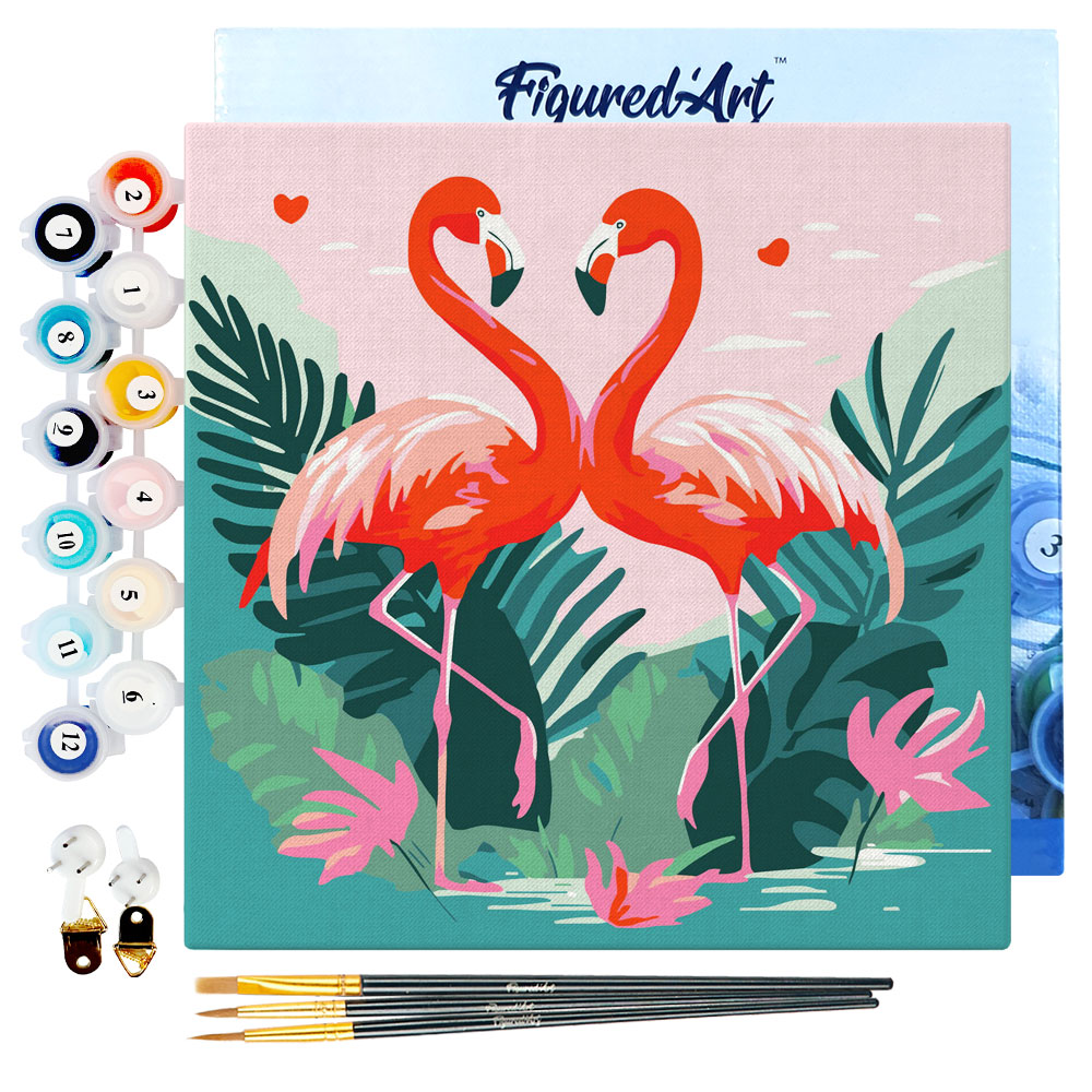 Mini peinture par numéro flamants roses.