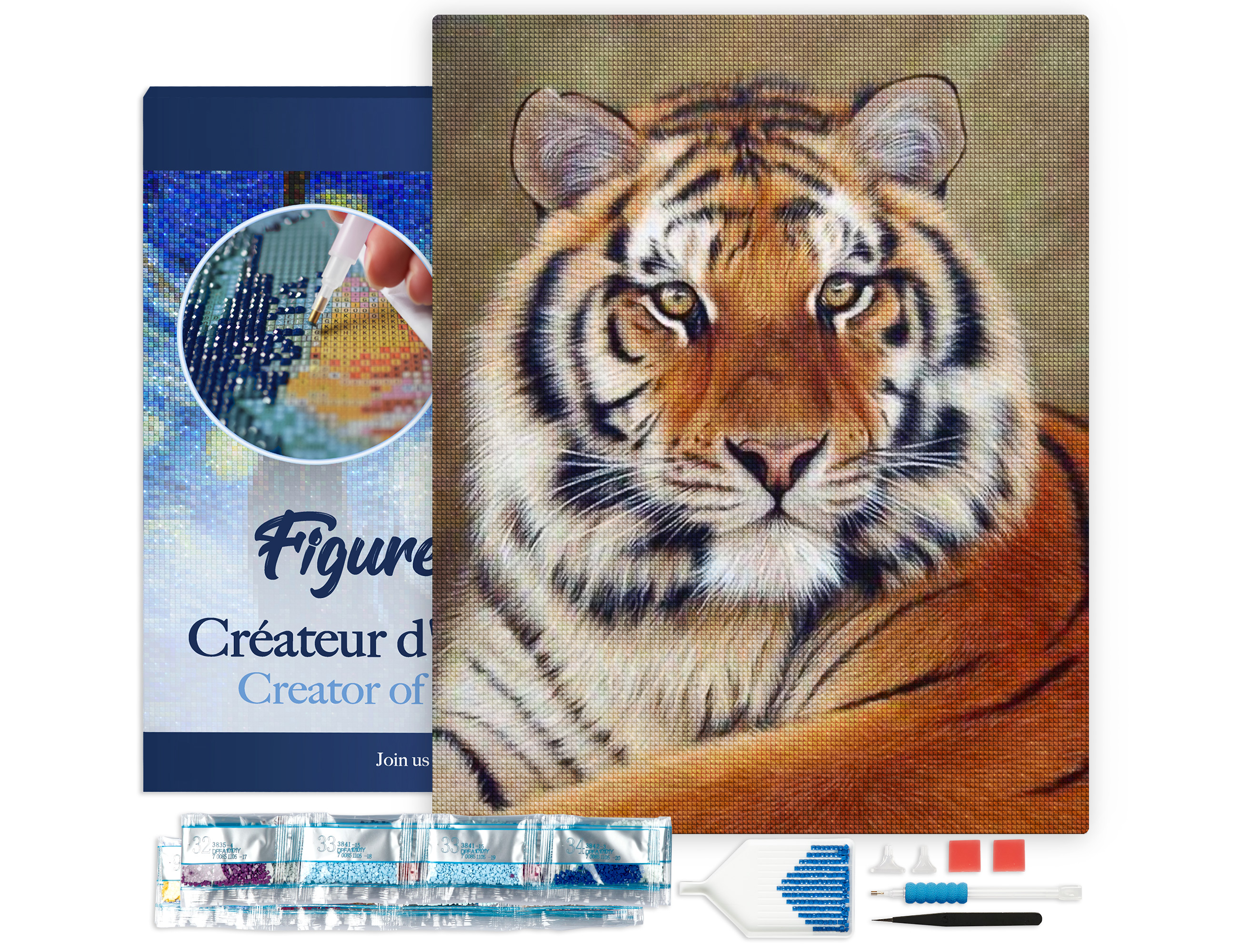 Broderie diamant regard de tigre