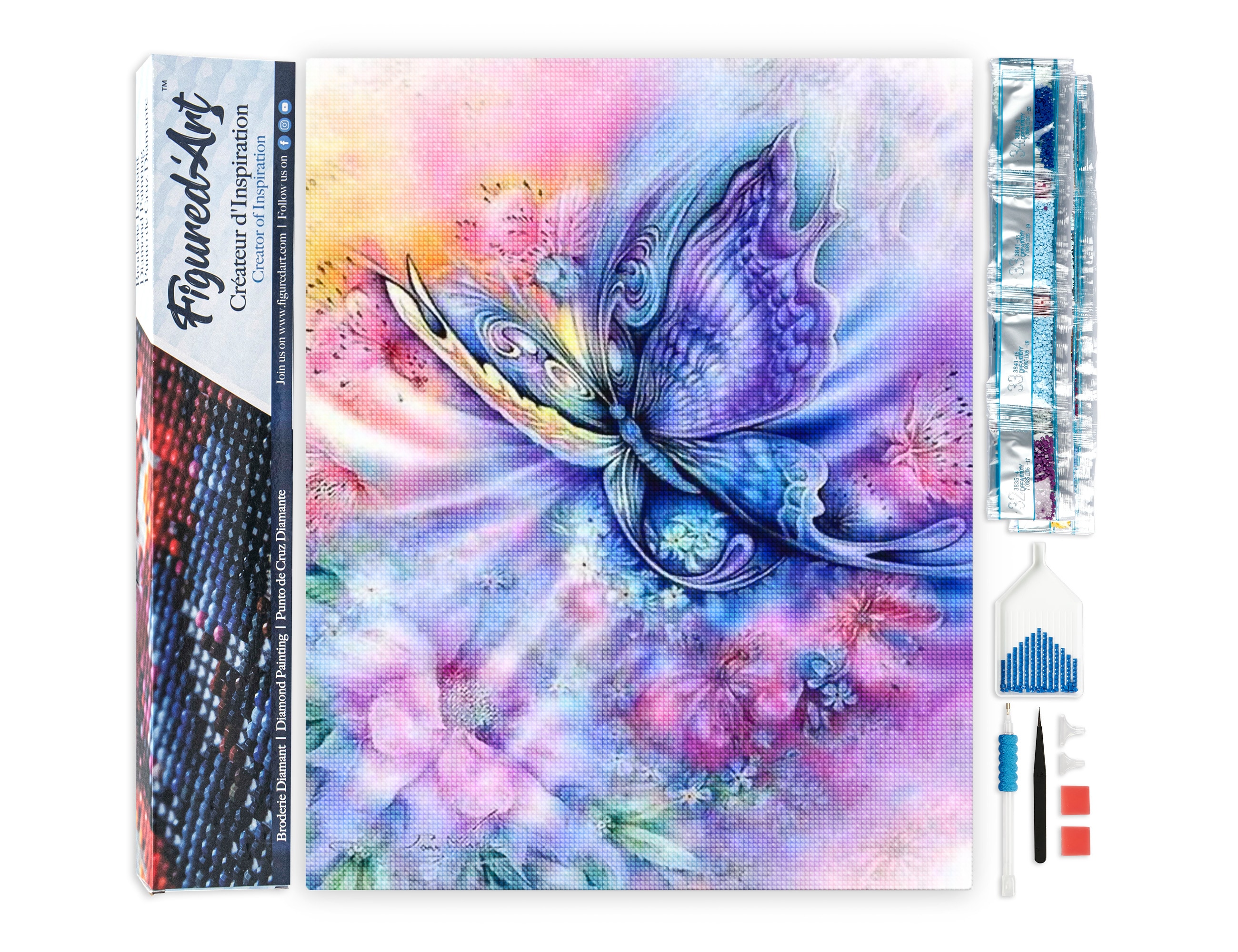 Diamond painting papillon en couleurs