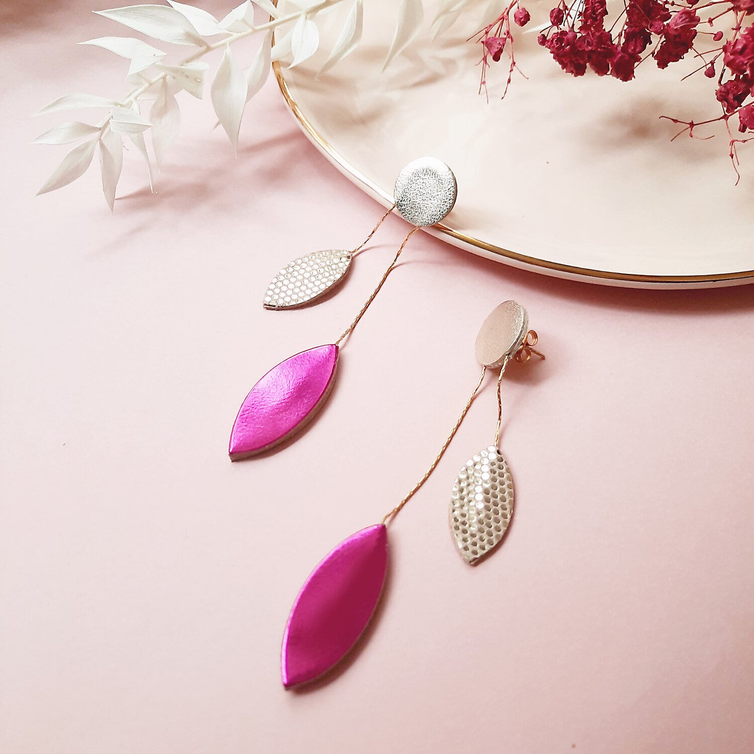 Boucles d'oreilles cocottes fuchsia