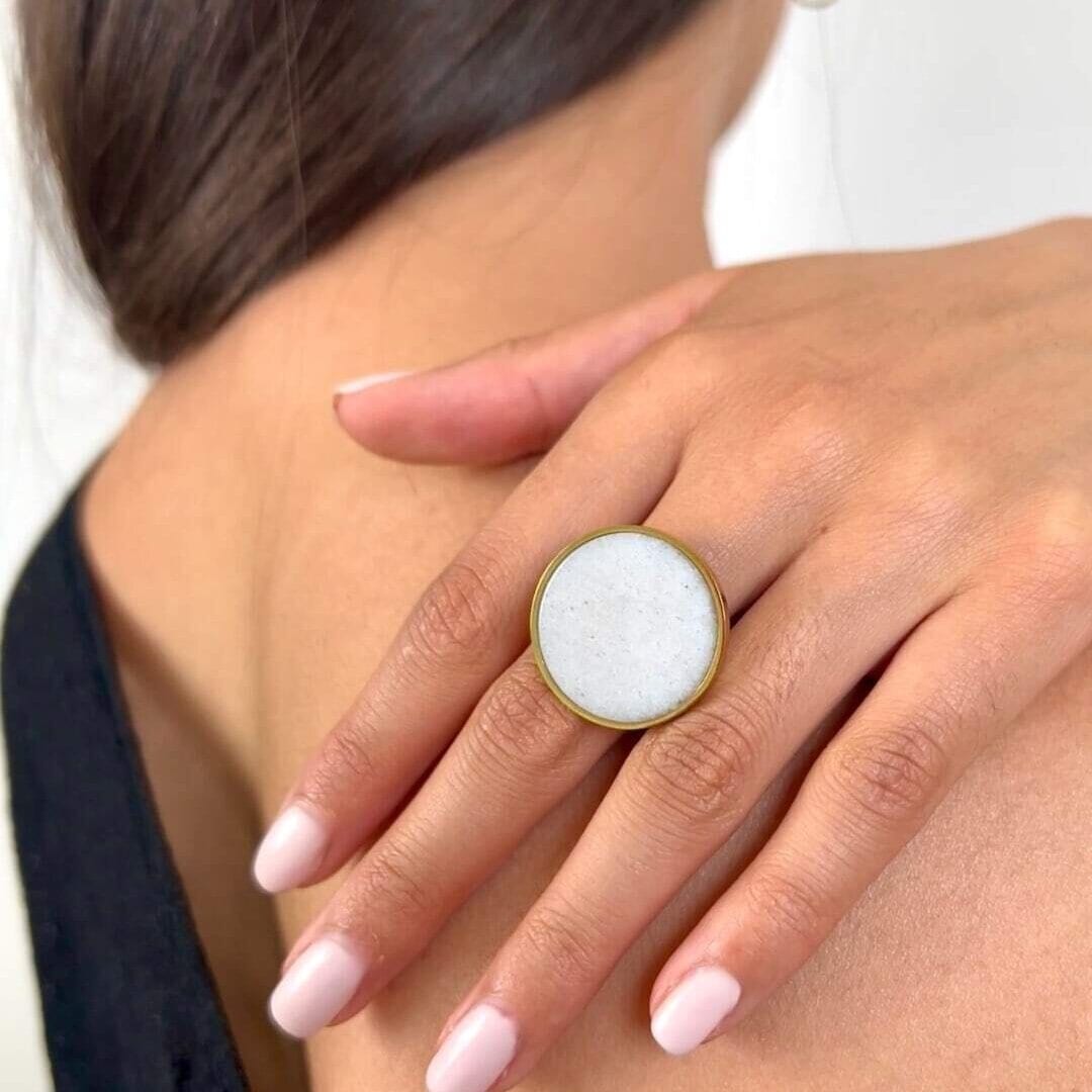 Bague paloma – agate blanche