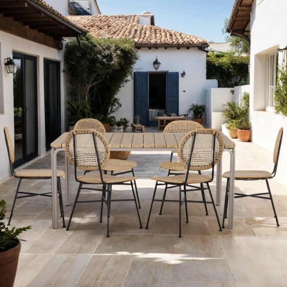 Ensemble repas en acier asti beige