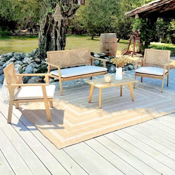 Salon de jardin en bois nao beige