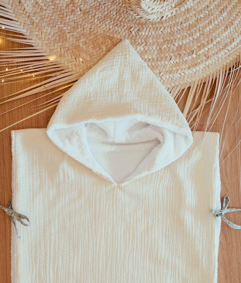 Poncho de bain écru