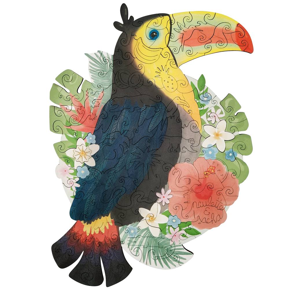 Puzzle en bois toucan  animal totem