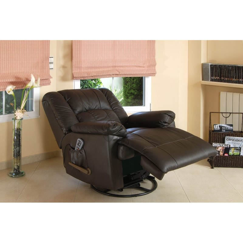 Fauteuil cuir  massant-pivotant Marron