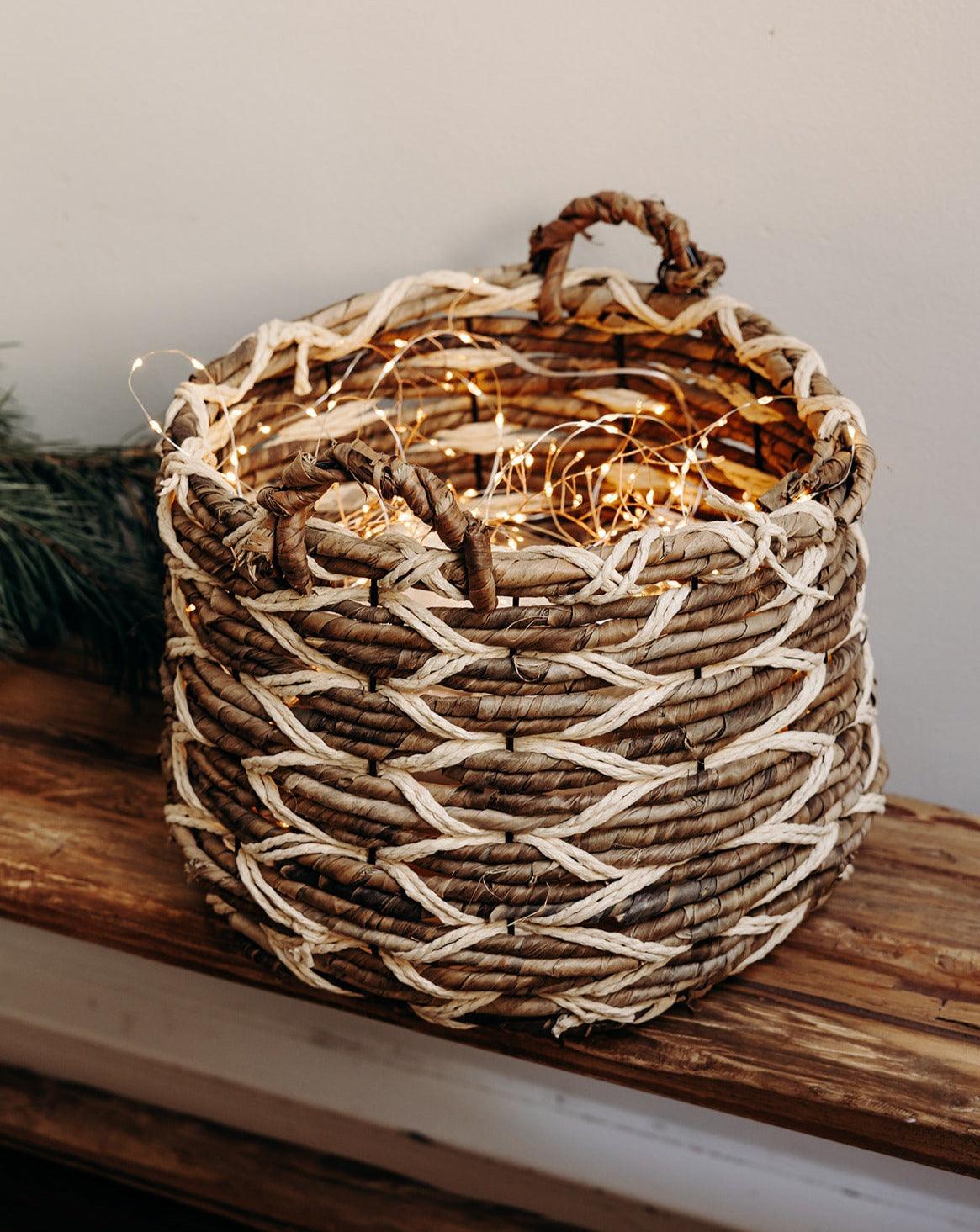 Panier en feuilles de bananier taille l