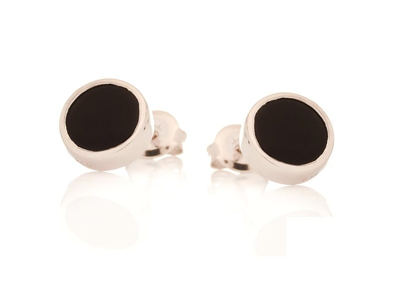 Boucles d'oreille ony noir argent