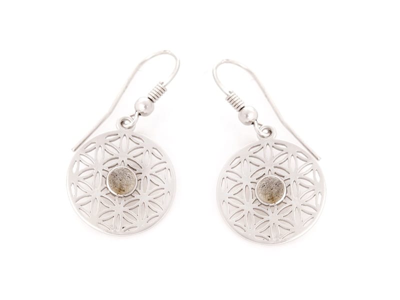 Boucle d'oreille argent labradorite