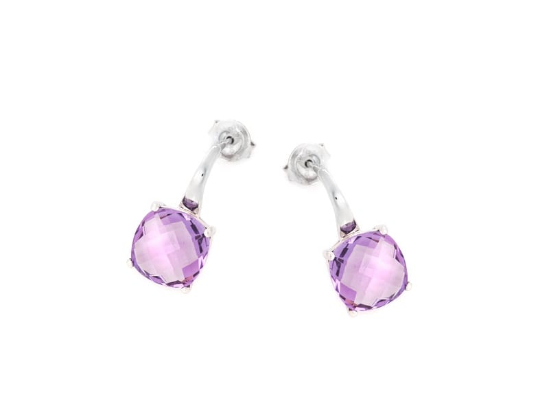 Boucle d'oreille argent amethyste