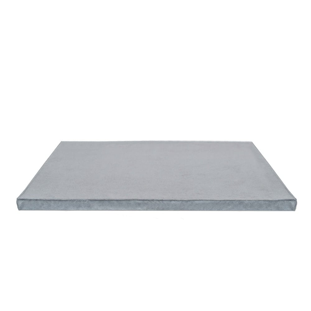 Namaste, tapis chien en tissu gris l