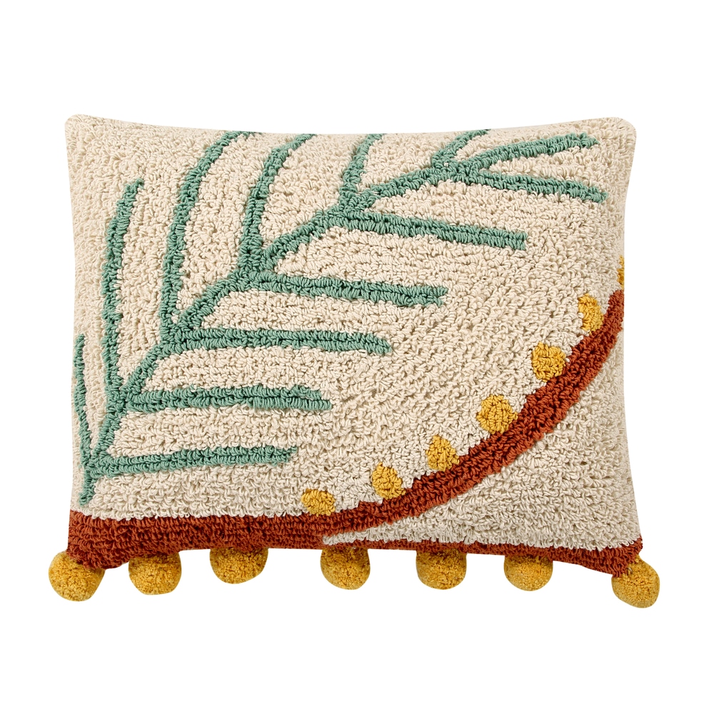 Coussin paume en coton beige 38x48 cm