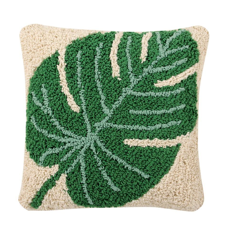 Coussin en coton vert monstera 38x38 cm