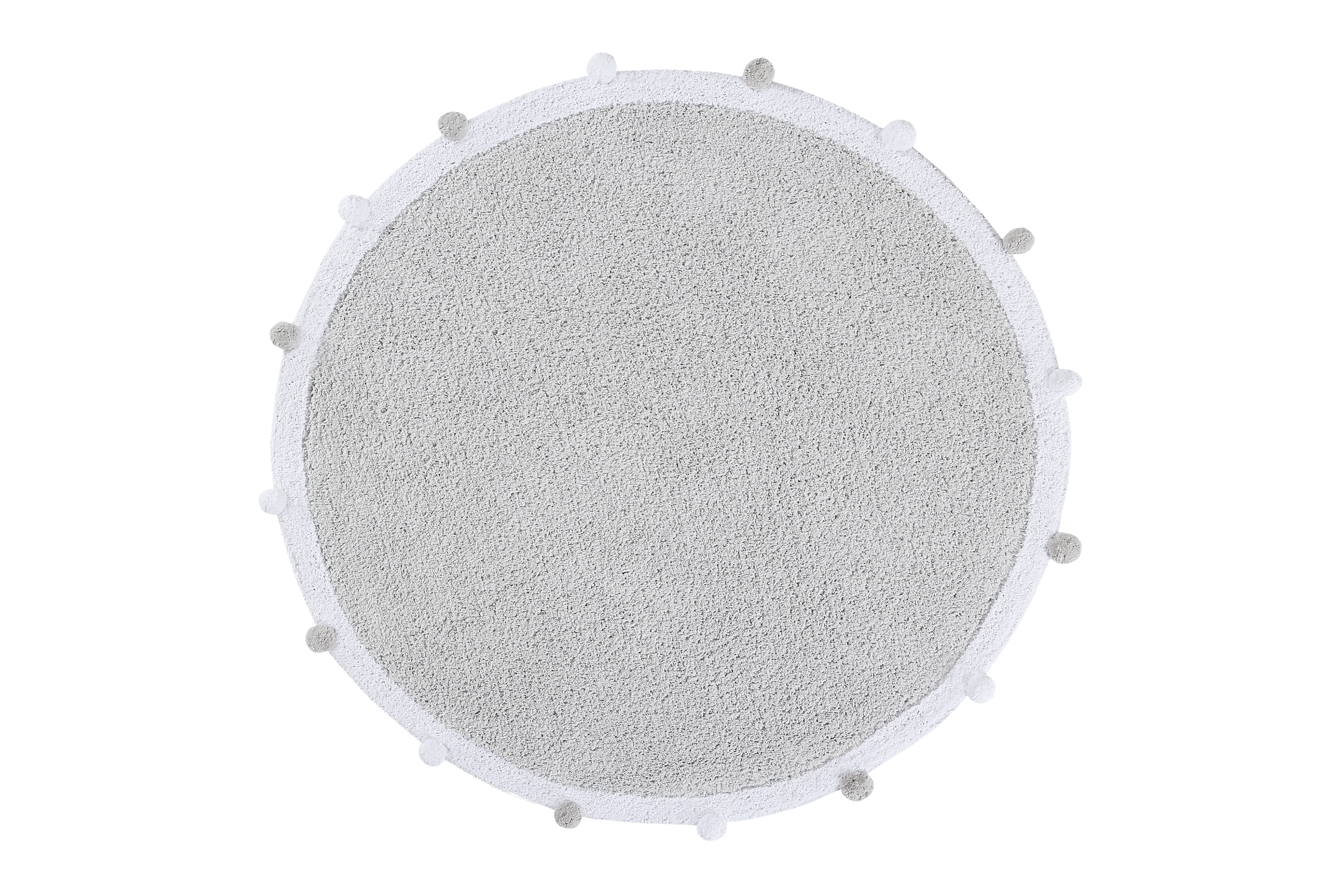 Tapis rond lavable en coton gris 120ø cm