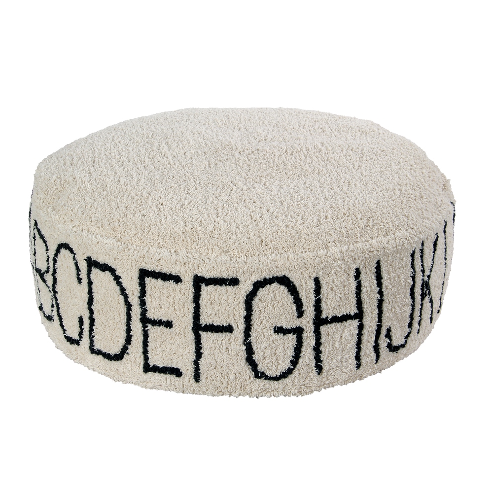 Pouf abc en coton beige 20x70x70cm