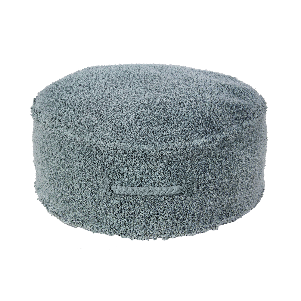 Pouf coton bleu 20xø50 cm