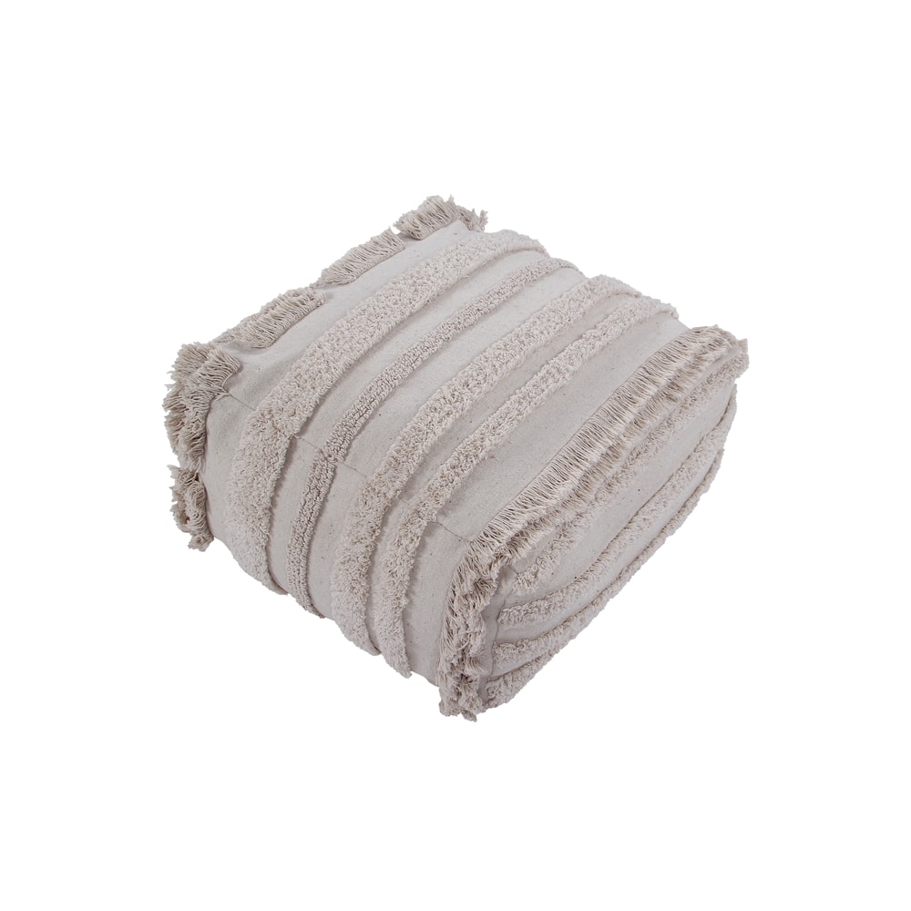 Pouf en coton beige 54x54x27 cm